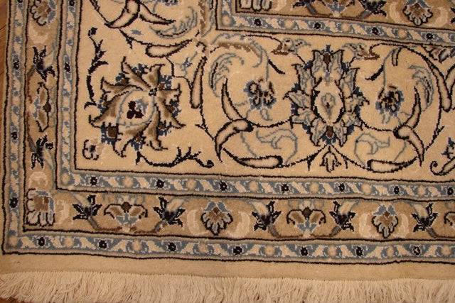 8 x 11.4 Authentic Persian 9 La Nain Rug  Wool and Silk Blue #PIX-14346