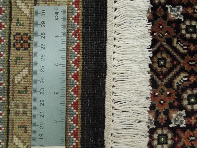 5.9 x 8 Fine Wool and Silk Black Mahi Tabriz Handmade Rug #PIX-16793