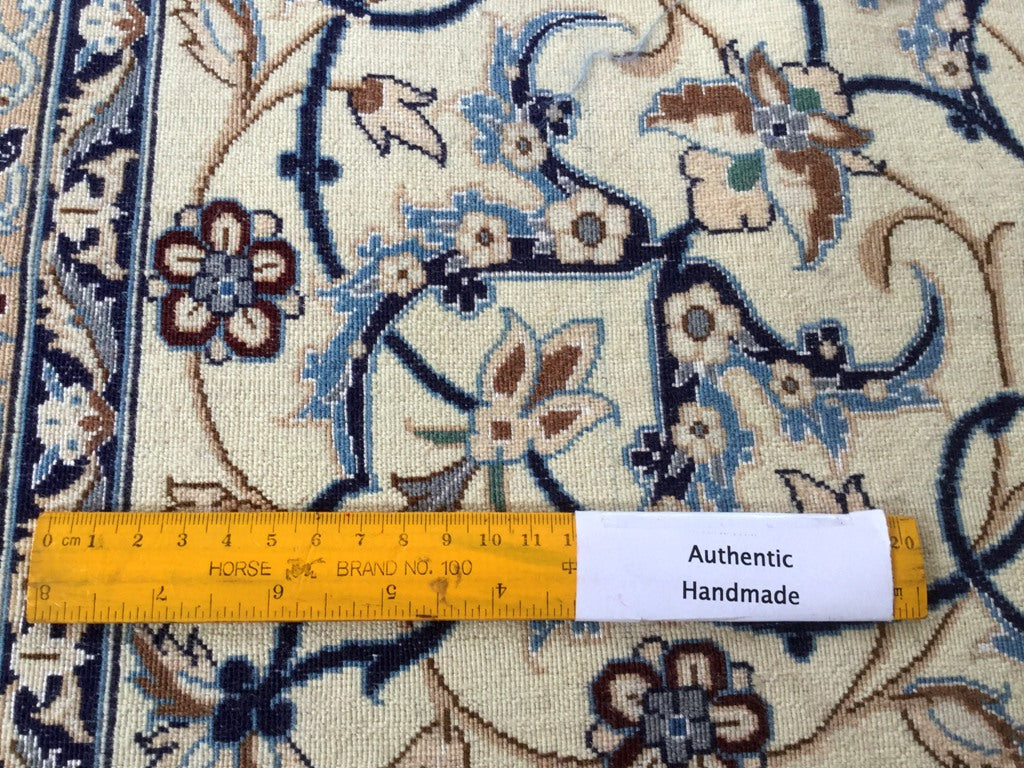 9.4 x 13.4 Authentic Persian Nain Rug Wool and Silk Handmade Iran #B-80009