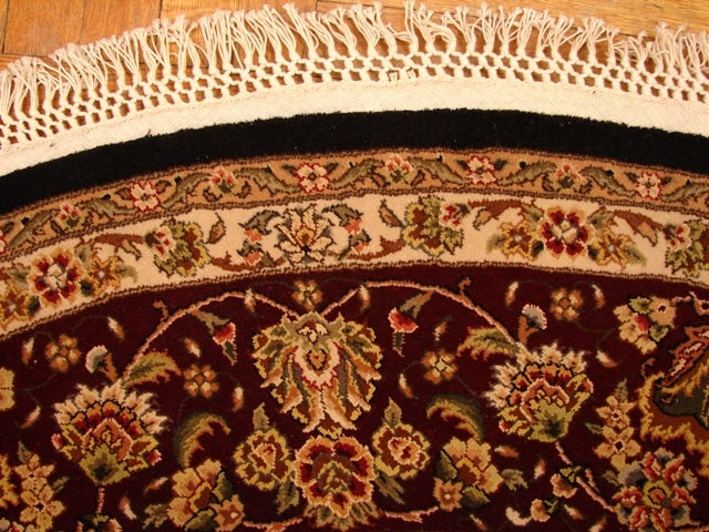 8 x 8 BLACK Fine Quality Wool and Silk Hand Woven rug   #PIX-13883