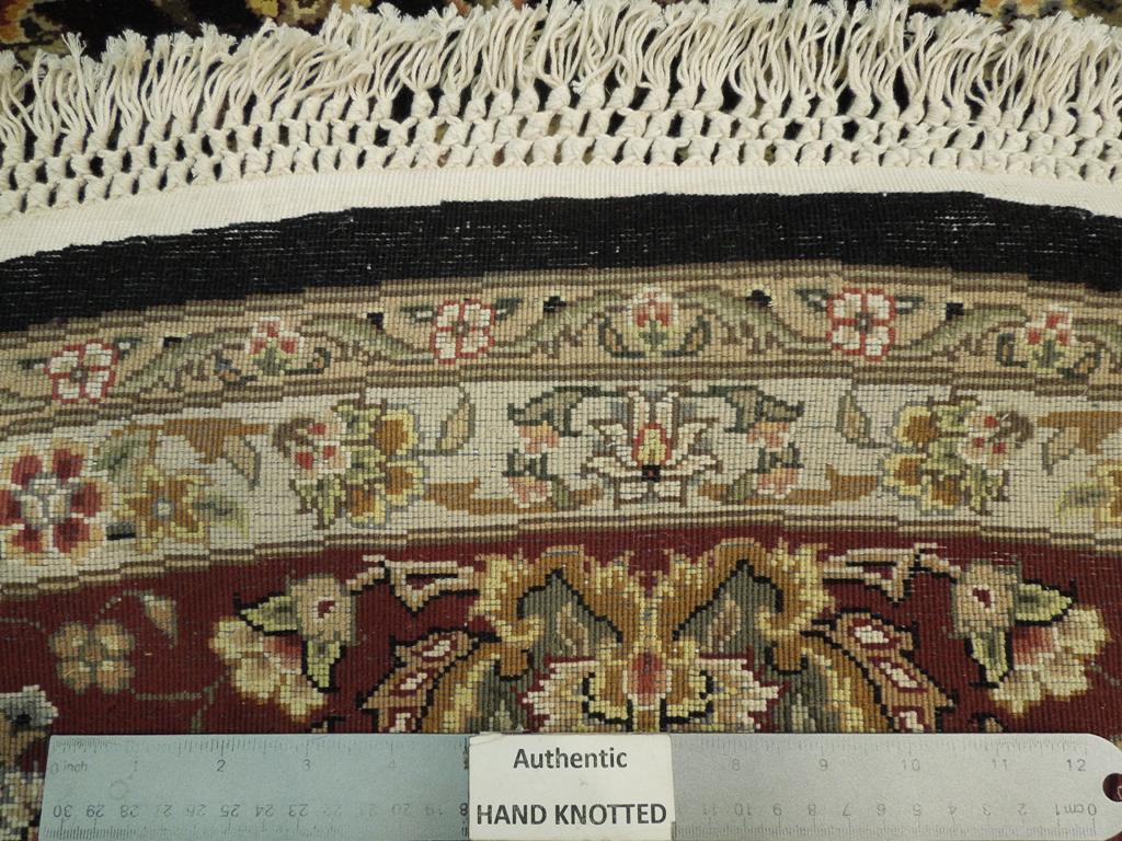 8 x 8 Fine Quality Wool and Silk Handmade Rug BLACK  #PIX-20862
