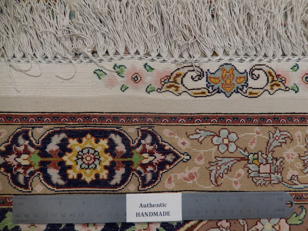 9.7 x 10 Authentic Persian 70 Raj Tabriz Rug 600 Kpsi High Quality Wool and Silk on Silk Amazing Carpet Handmade Iran #PIX-21868