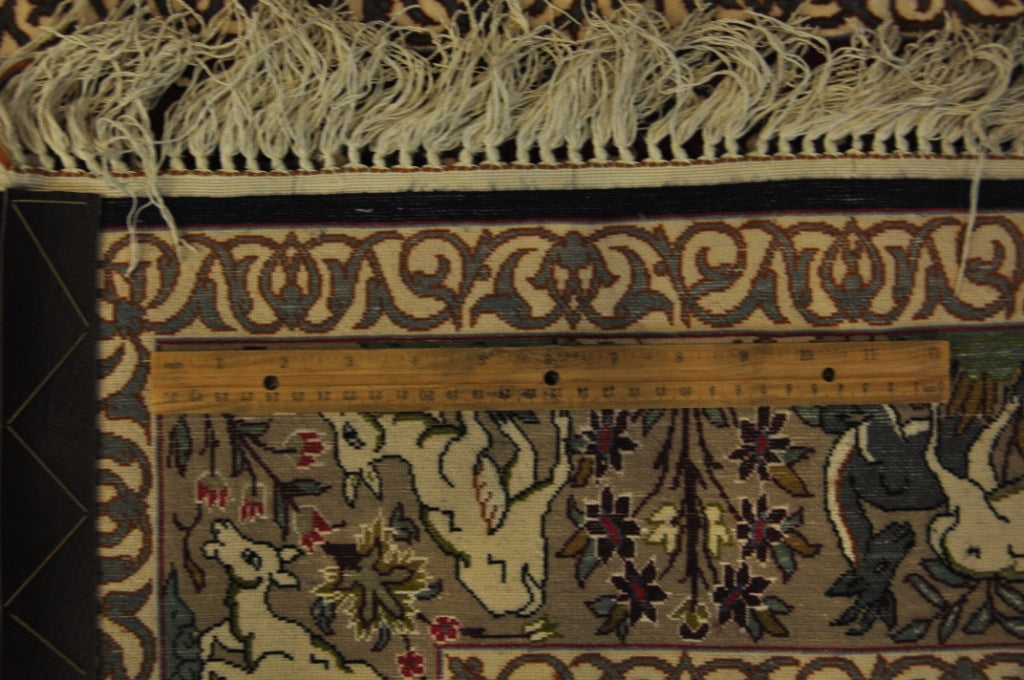 3.7 x 6.0 Fine Persian Esfahan  Prayer Rug  Animals #PIX-28996