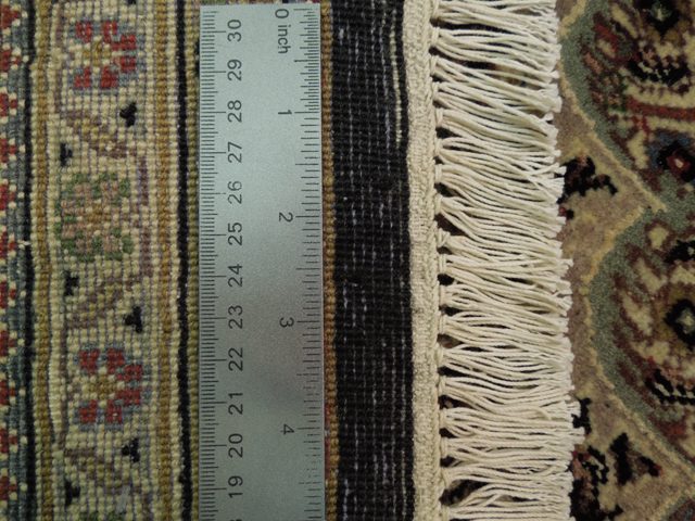 5.8 x 7.9 Traditional Wool Silk Handmade Mahi Tabriz Rug Black #PIX-16797