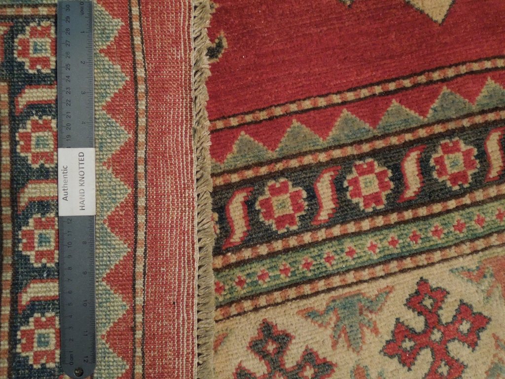7.1 x 10.4 Orange Red Handmade Pakistan Kazak Wool Rug #PIX-19201
