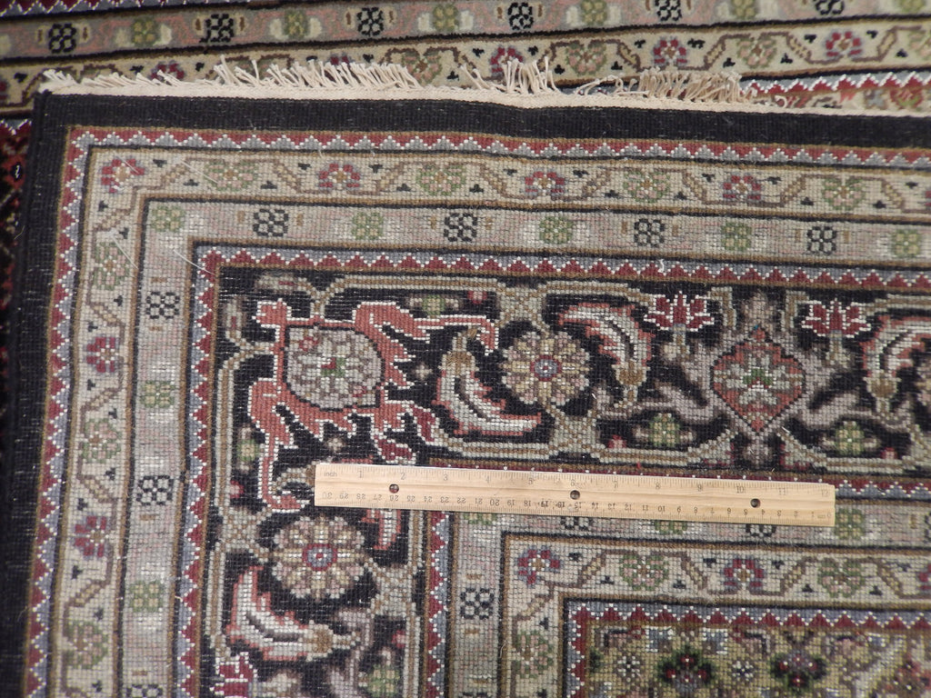 6 x 9 Fine Quality Wool and Silk Fish Mahi Tabriz Rug Black #PIX-25763A