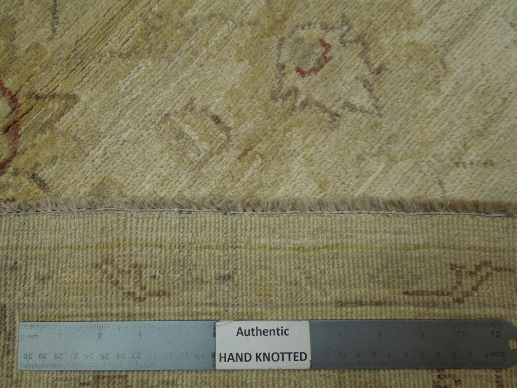 4 x 5.10 beige Sage green Chobi Peshawar Handmade Rug #PIX-20270