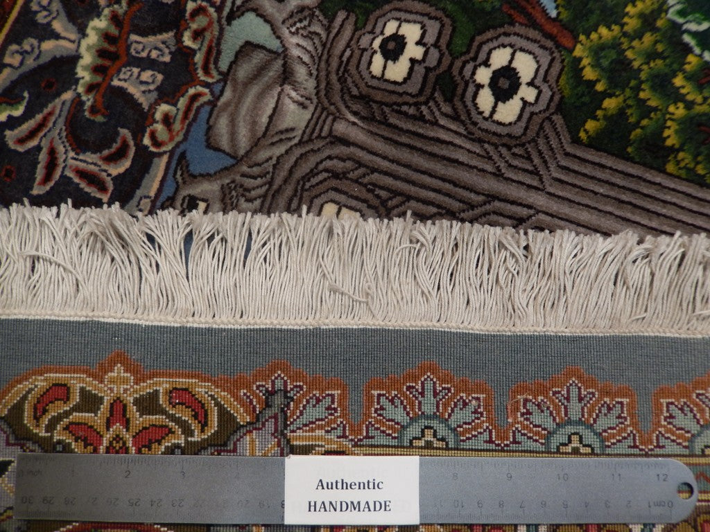 6.6 x 10 Authentic Iran Pictorial Persian Rug Wool and Silk 400 Kpsi #PIX-21967