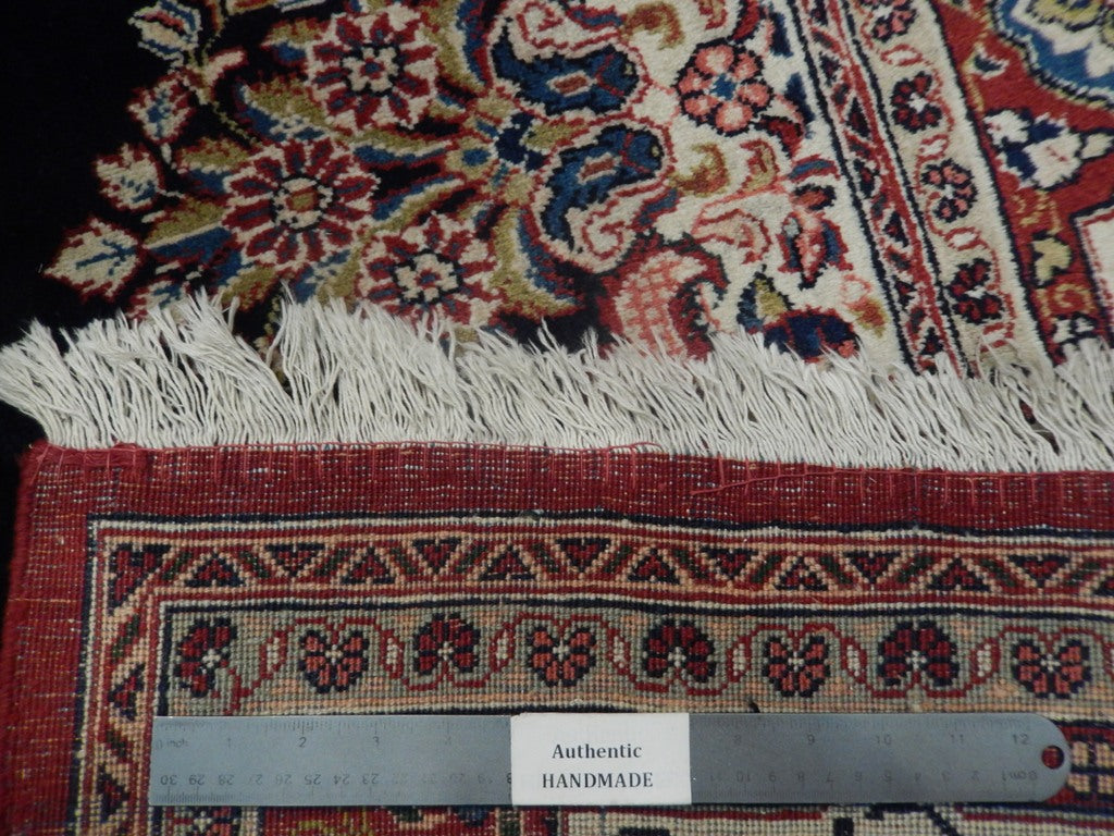 6 x 9.2 Handmade Turkish Rug Open Field Kerman BLUE Arabic Writing #PIX-23139