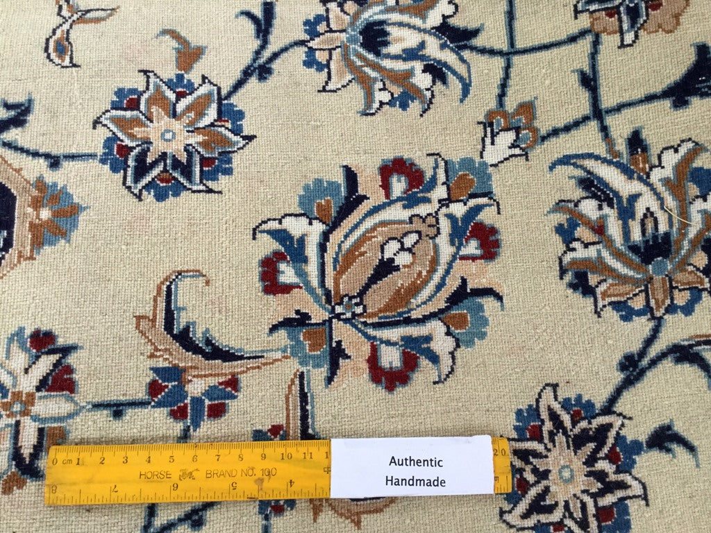 9.7 x 13.4 Fine Authentic Persian Nain Rug 6 LA 500 KPSI Wool and Silk Handmade Iran #B-80167