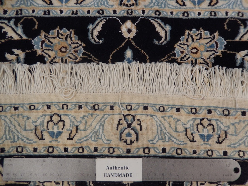 2.6 x 4 Persian Nain Rug Wool and Silk Blue #PIX-23058