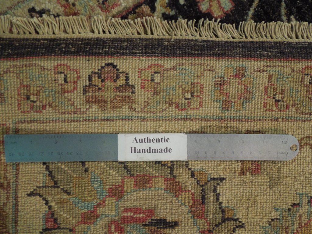 8 x 10 Charcoal Black Natural Wool Hand-Knotted Agra Rug #B-72573