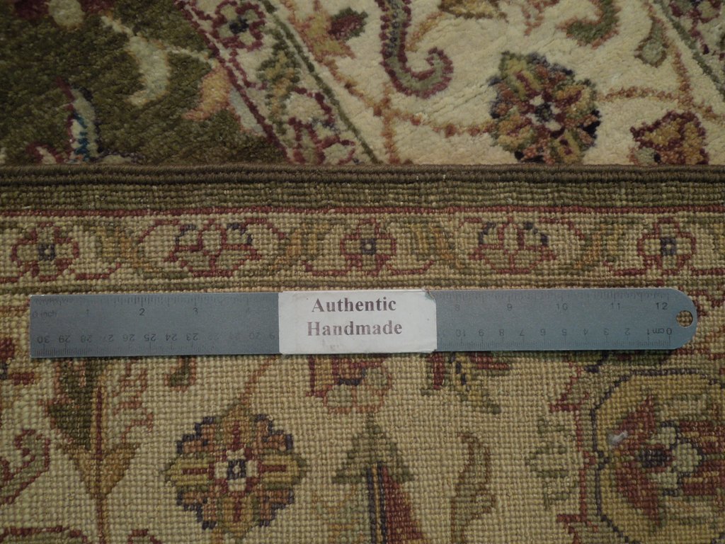 5.5 x 8.6 GREEN Quality Handmade Wool Ziglar Rug #B-74029