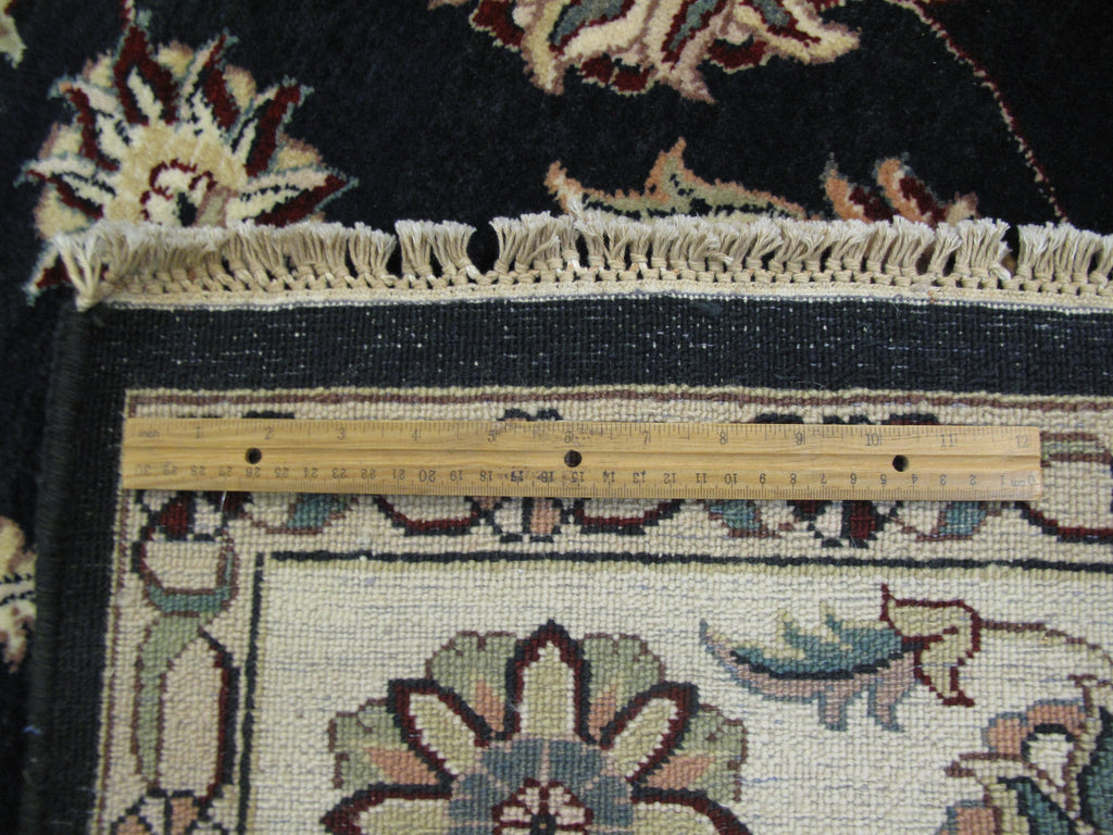 6 x 9.2 Quality Handmade Wool and Silk Rug BLACK #PIX-26274