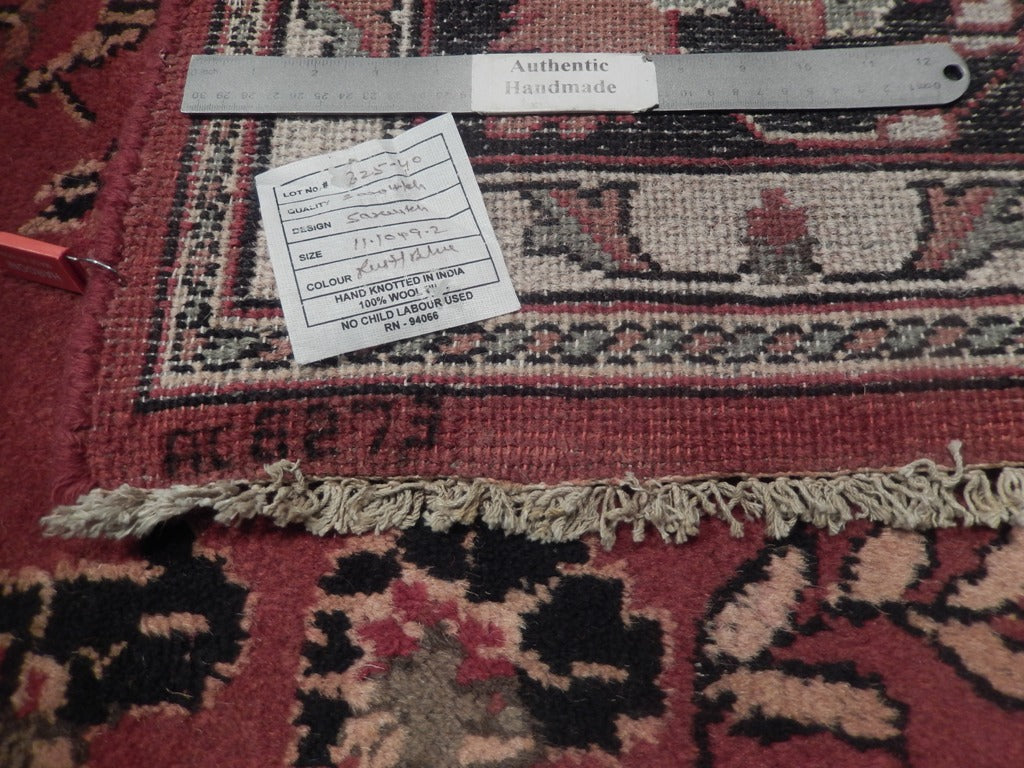 9 x 12 New Sarouk Rug Hand-Knotted India Wool #B-74537