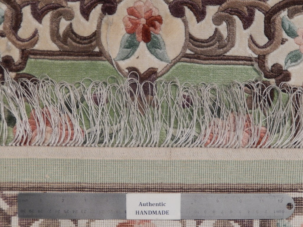 2 x 4 New Aubusson Rug Bamboo Silk Light Green #PIX-23046