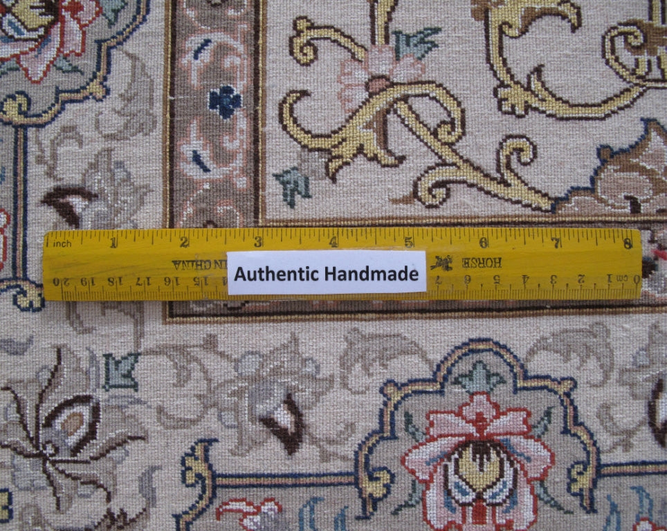 3.7 x 5.6 SIGNED Super Fine Quality Authentic Persian Esfahan Rug Wool and Silk 500 KPSI #B-82357