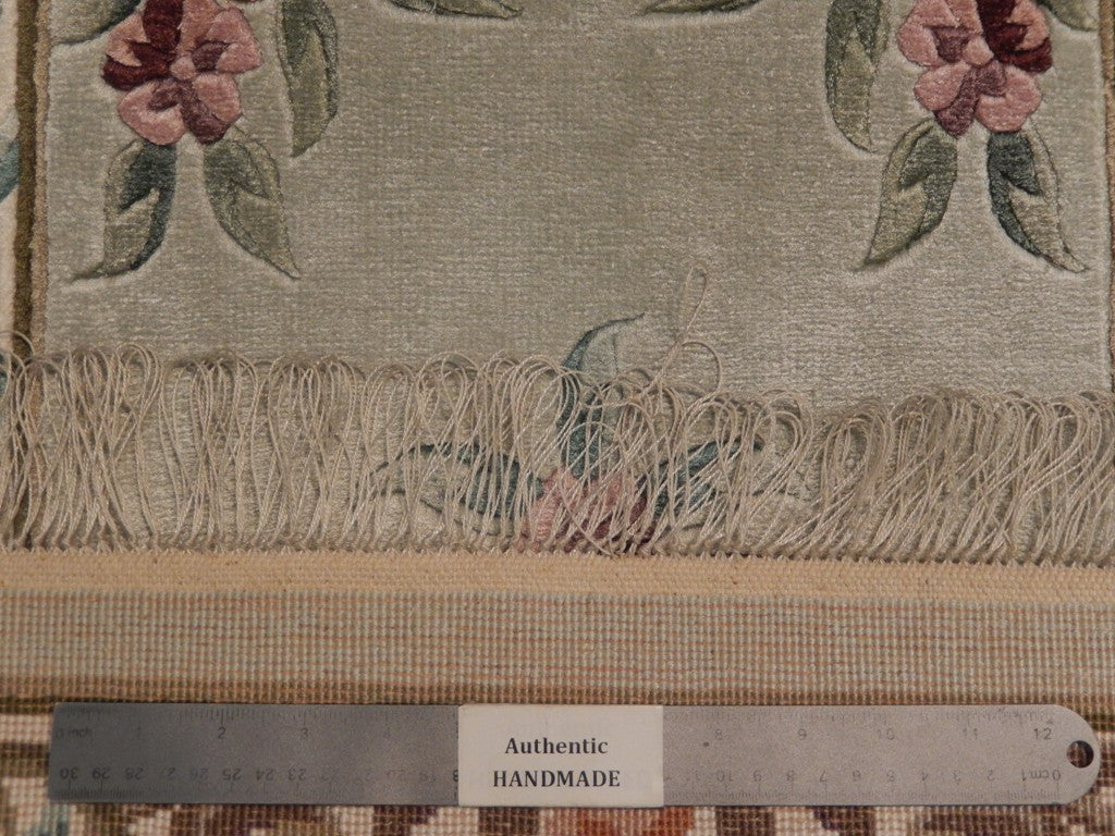 2 x 4 Handmade Aubusson Rug Bamboo Silk #PIX-23043