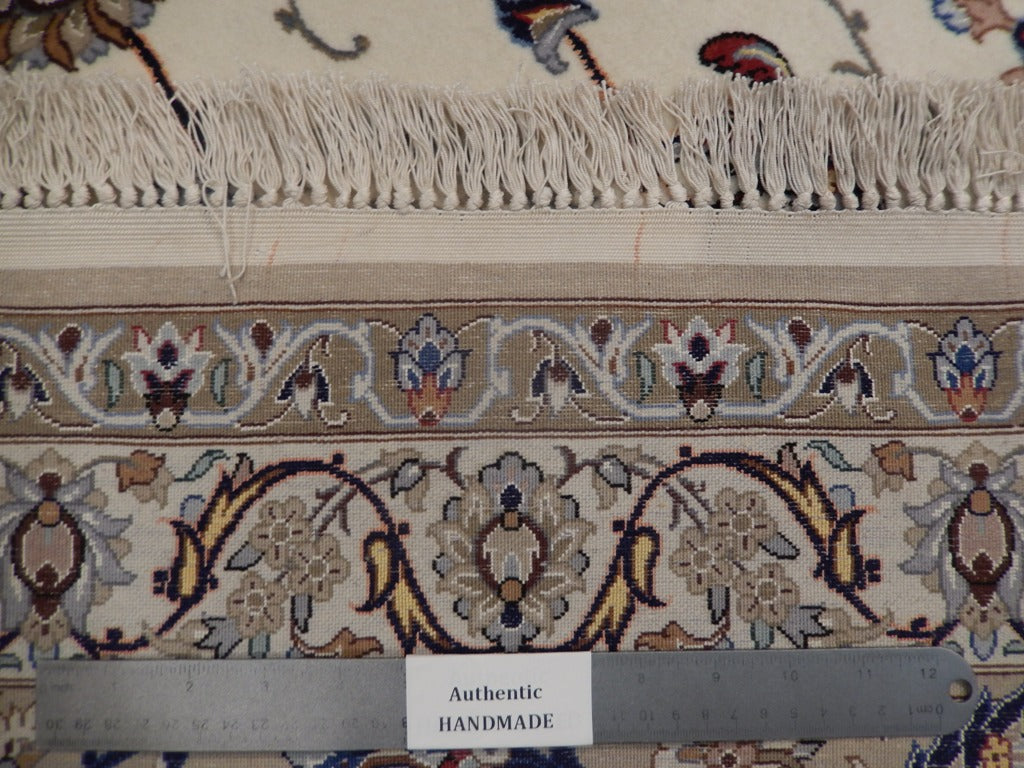 10 x 13.6 FINE FINE SIGNED Wool & Silk on SILK Persian Esfahan Rug #PIX-21873