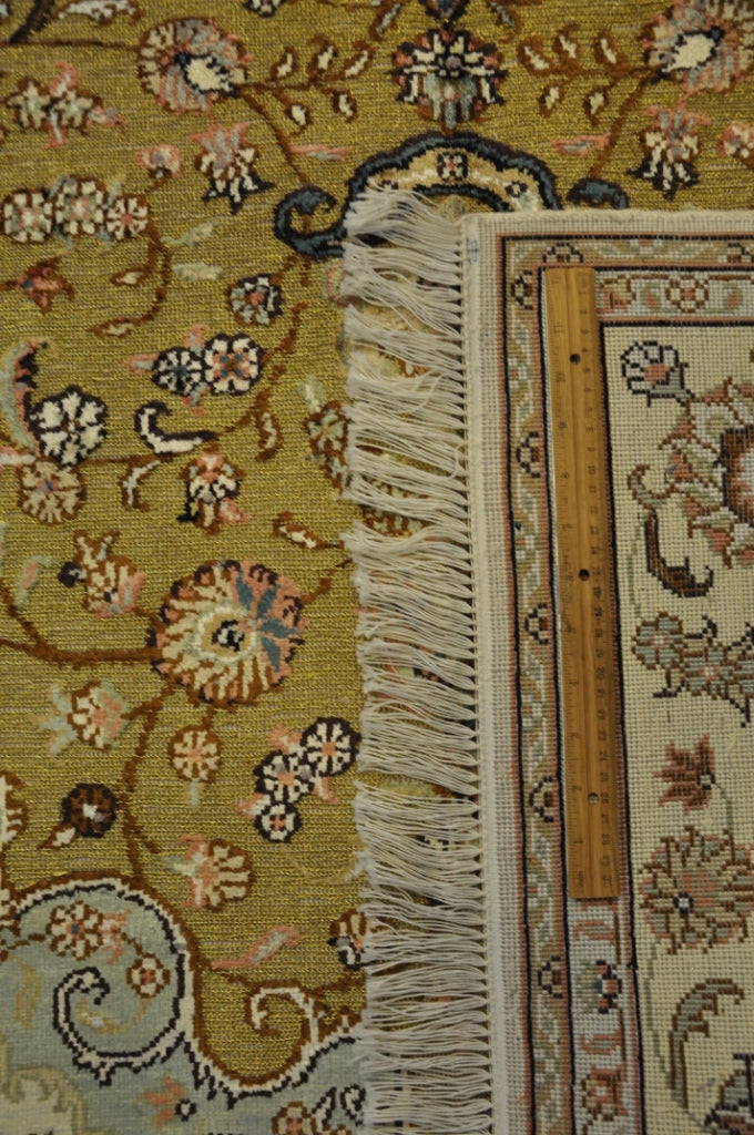 5 x 8 Classic Hand-Knotted Golden Rug Raised Silk Pile #PIX-27420