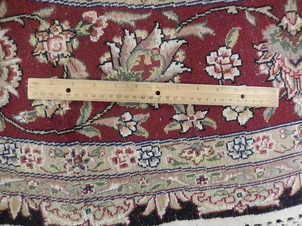 8 feet ROUND Fine Weave Quality Wool and Silk Pile Hand knotted Rug BLACK  #PIX-25740A