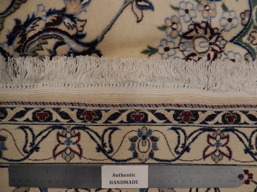 6.9 x 9.8 Habibian Signed High Quality Authentic Persian Nain Rug Handmade Iran Wool and Silk 500 KPSI #PIX-22014