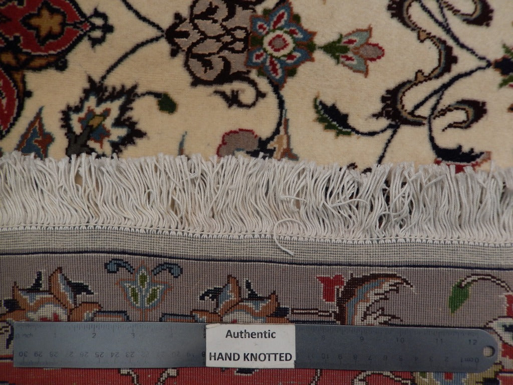 6.6 x 6.6 Square Authentic Persian Tabriz Rug Handmade Iran Wool and Silk 400 KPSI #PIX-21859