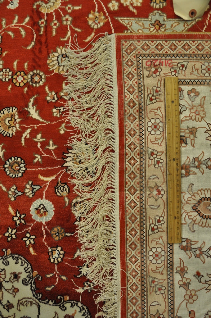 6 x 9 Handmade Silk Rug Traditional Tabriz Classic Medallion #PIX-27546