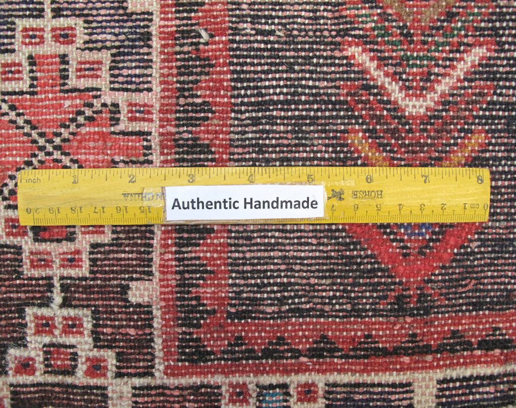 3.7 x 5 Persian Tribal Carpet Hand-Knotted Iran Black Premitive Birds #PIX-82745