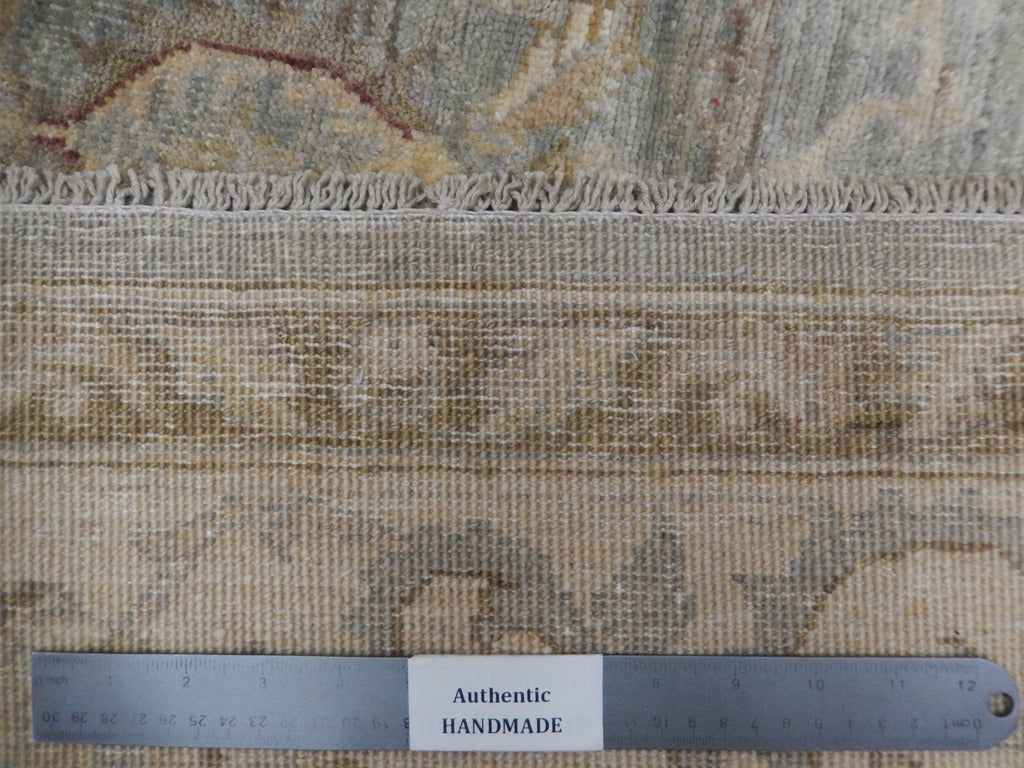 8 x 9 Natural Quality Wool Hand-Knotted Chobi Zigler Peshawar Rug Gray Green #PIX-22314