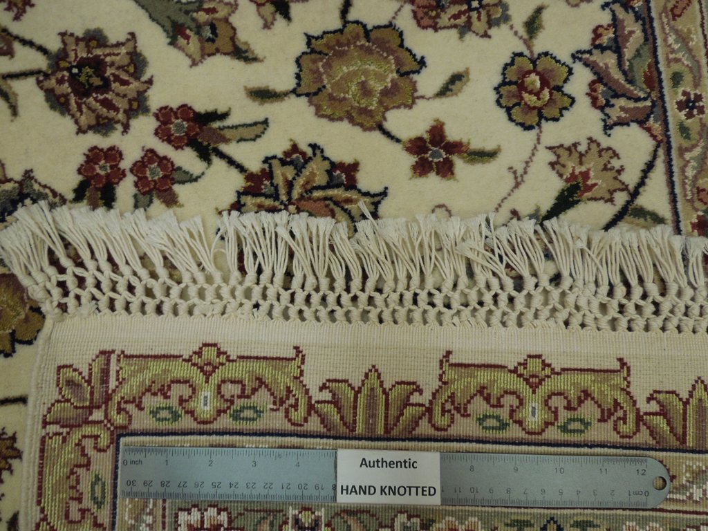 7.9 x 10 Fine Quality Wool and Silk Hand-Knotted Sino Tabriz Rug #PIX-19917