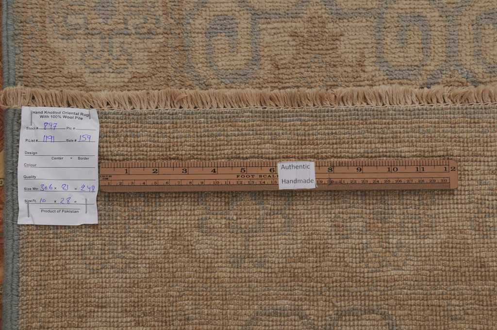 10' Feet Runner Quality Handmade Wool Neutral Pastels  #PIX-25191