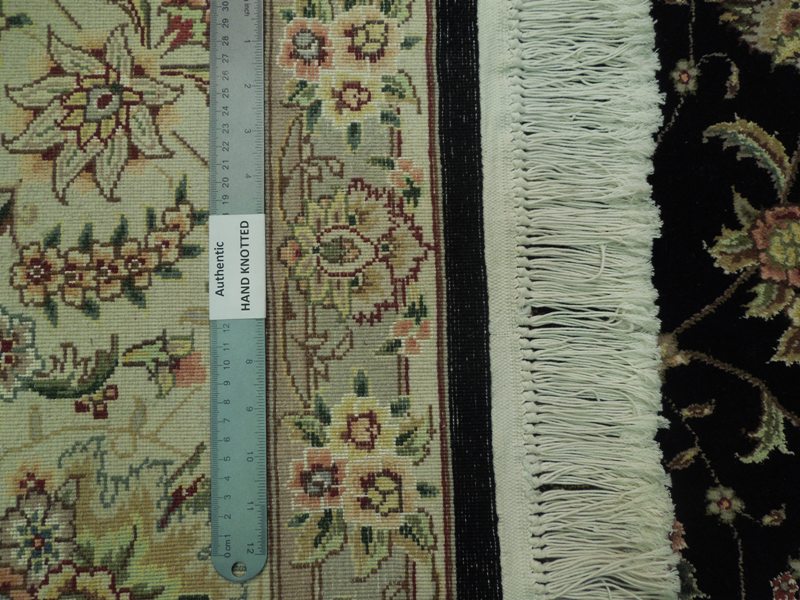 8.7 x 11.7 Wool and Silk Handmade Rug Black #PIX-17451