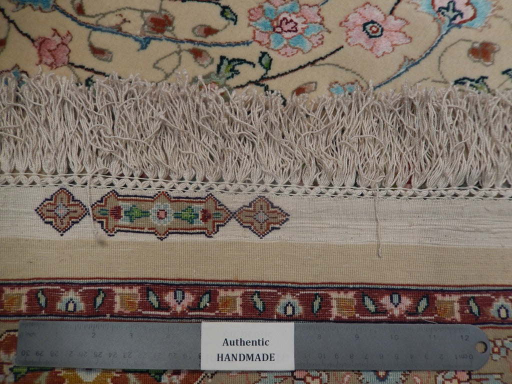 9.8 x 13.4 Super Fine Quality Authentic Persian Tabriz Rug Wool and Silk 70 Raj Handmade Iran 500 KPSI #PIX-21917