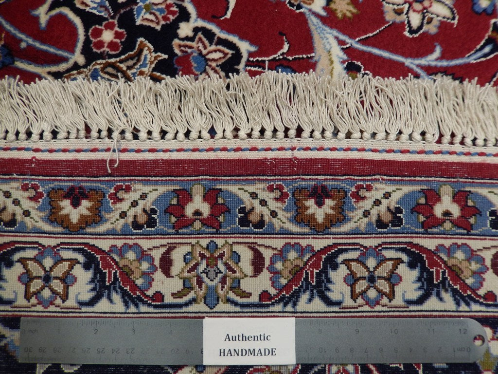 6.7 x 10.2 Signed Authentic Persian Esfahan Rug Wool and Silk 500 KPSI Genuine Iran #PIX-21983