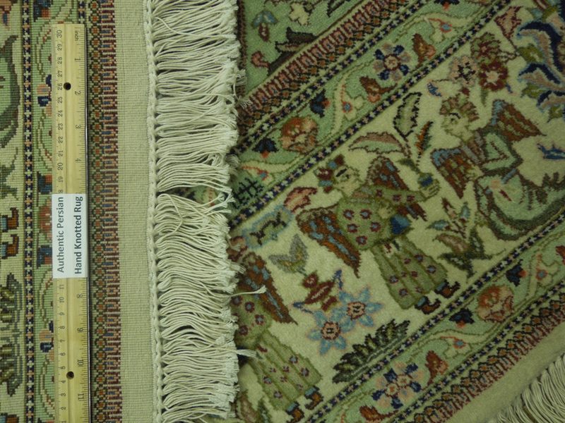 6.9 x 10 Authentic Persian Tabriz Tabataba Rug Hunting Deer's Birds #PIX-18060