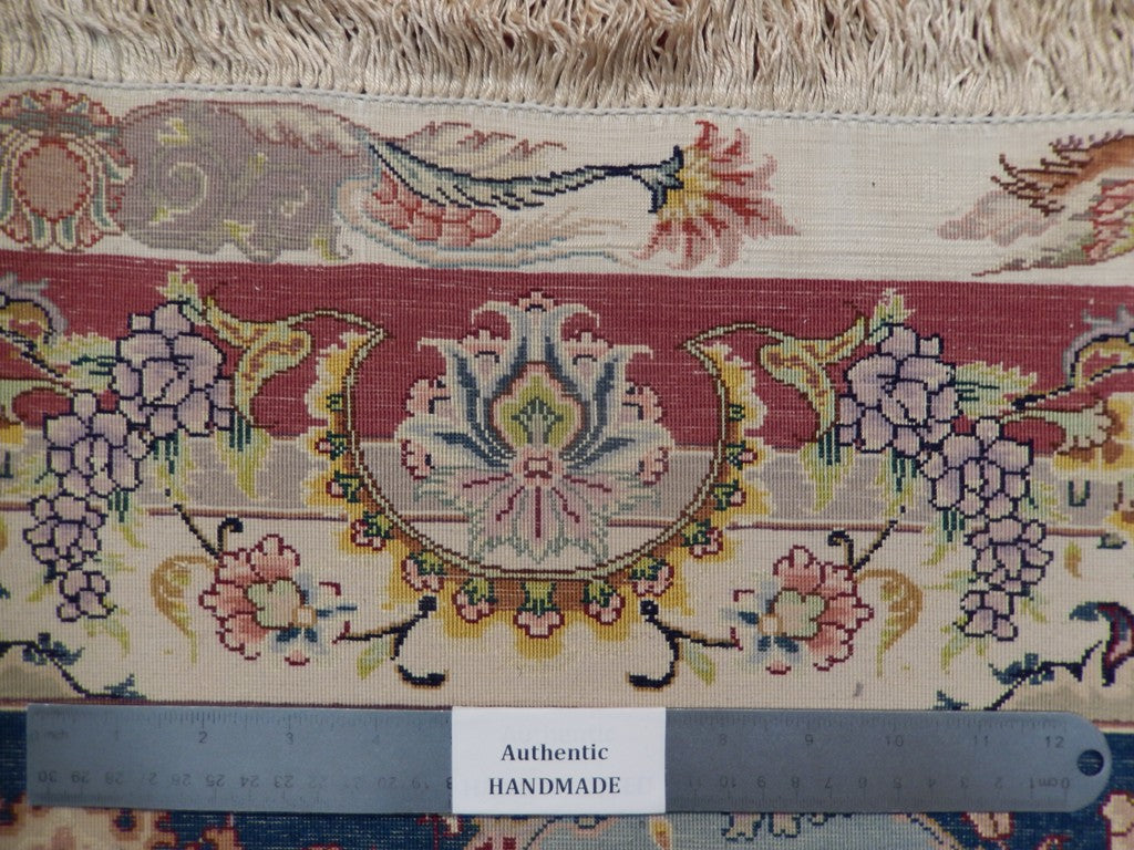 9.7 x 13.8 Super High Quality 70 Raj Authentic Persian Tabriz Rug Handmade Iran Wool and Silk on Silk 500 KPSI #PIX-21912