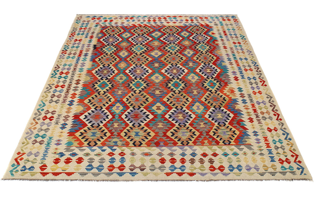 8.4 x 11.6 Multi Color Kilim Rug Vegetable Dye Natural Wool #P1009