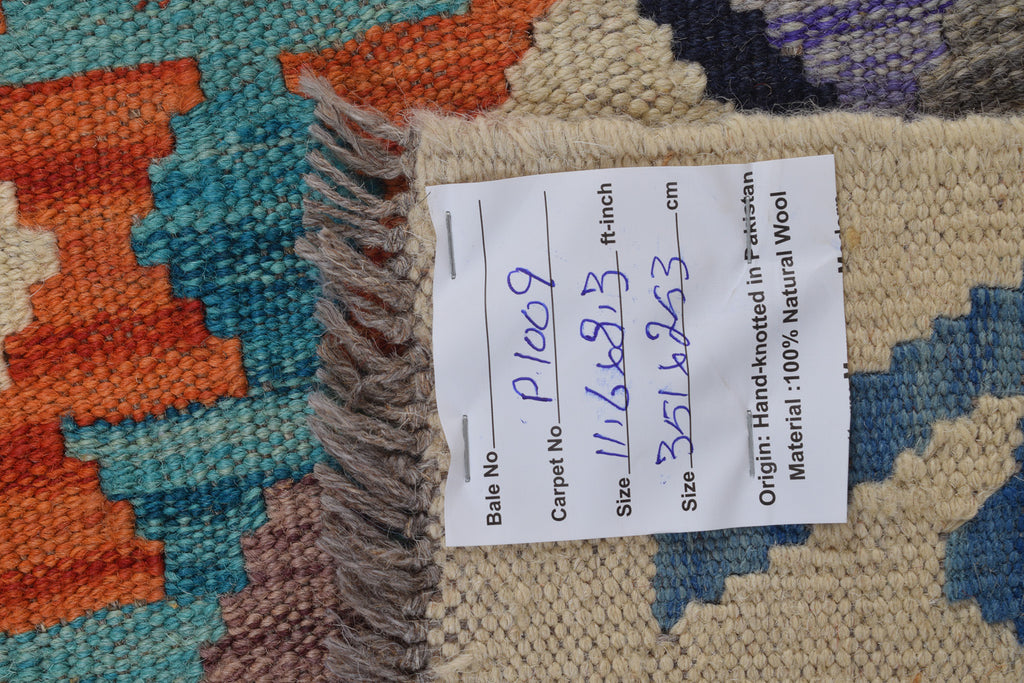 8.4 x 11.6 Multi Color Kilim Rug Vegetable Dye Natural Wool #P1009