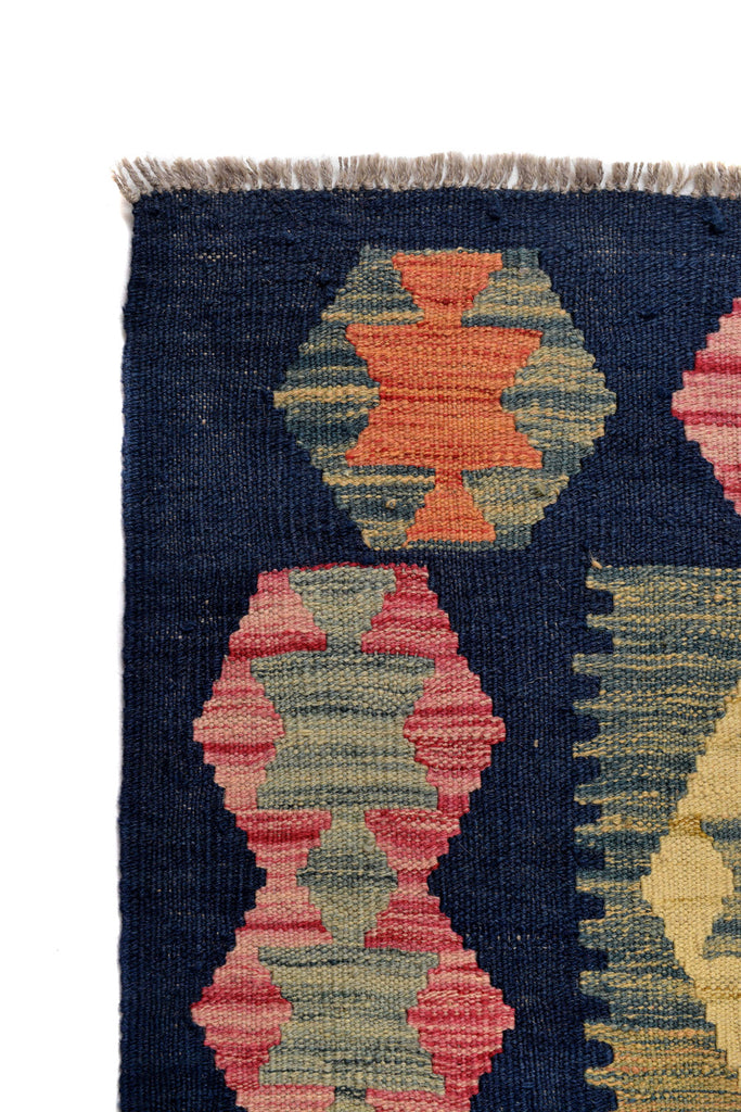 8.5 x 9.7 BLACK GREEN MULTI COLOR Natural Wool Vegetable Dye Kilim Flat Weave Handmade Rug #P1010