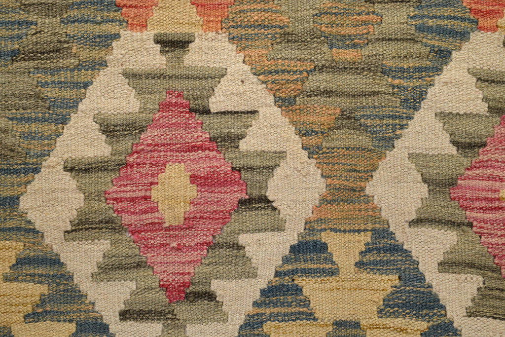 8.5 x 9.7 BLACK GREEN MULTI COLOR Natural Wool Vegetable Dye Kilim Flat Weave Handmade Rug #P1010