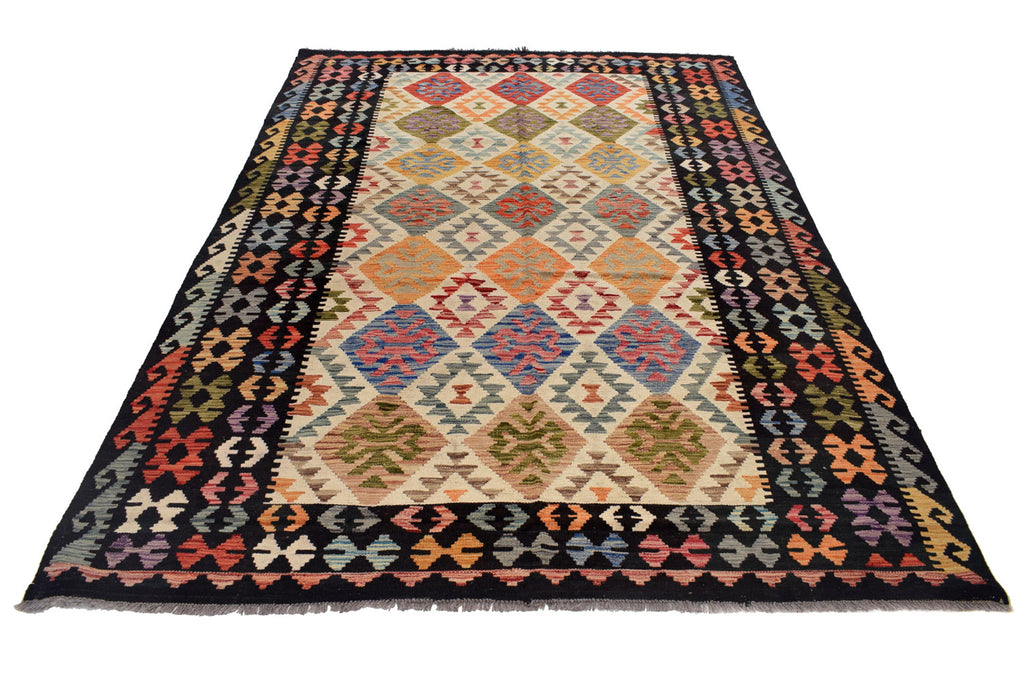6.8 x 9.9 Kilim Natural Wool Vegetable Kilim Handmade Rug #P1015