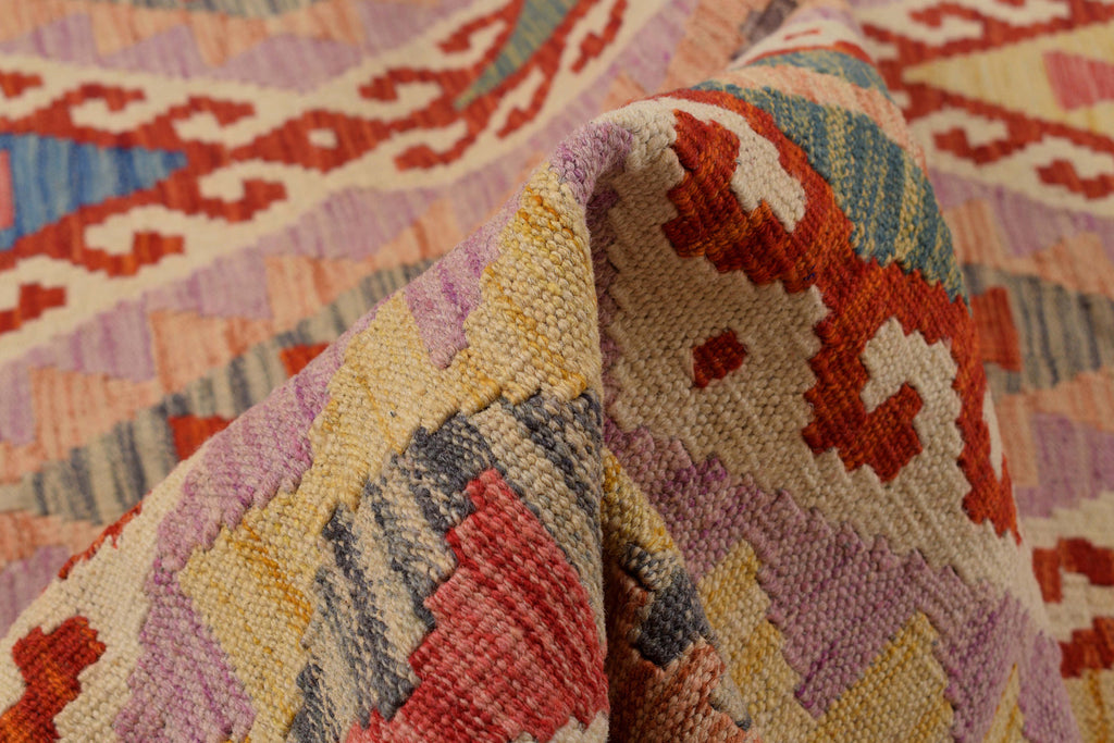 4.7 x 6 Multi Color Flat Weave Wool Vegetable Kilim Handmade Rug #P1023