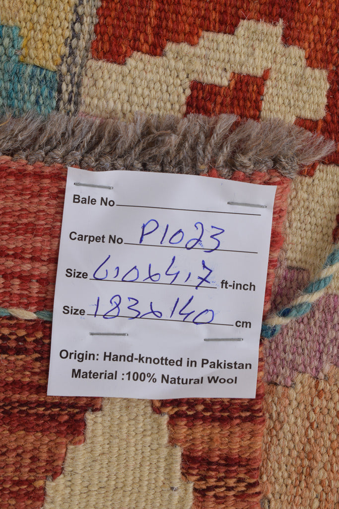 4.7 x 6 Multi Color Flat Weave Wool Vegetable Kilim Handmade Rug #P1023