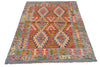 Load image into Gallery viewer, 4.6 x 5.9 Vegetable Kilim Handmade Rug #P1026