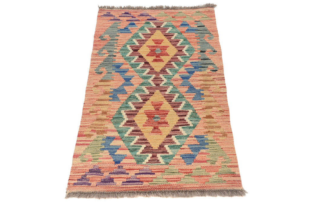 2 x 3.2 Wool Handmade Kilim Rug Vegetable Dye #P1056