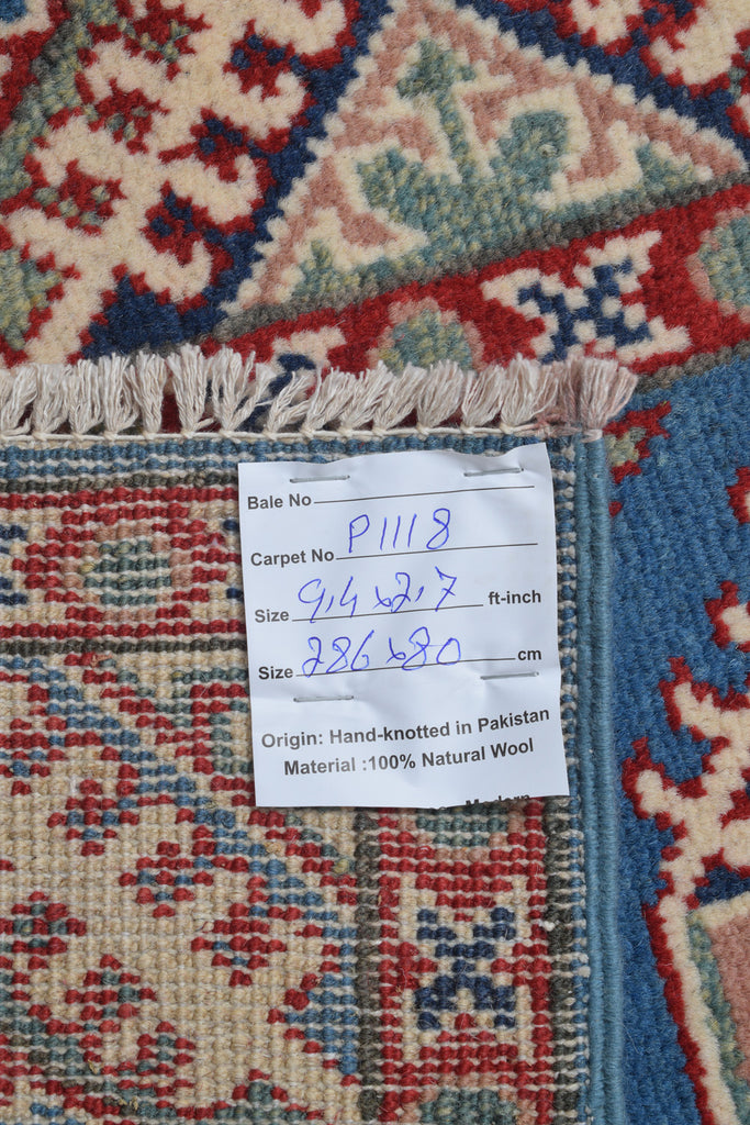 2.7 x 9.5 Wool Genuine Kazak Handmade Pakistan Rug LIGHT BLUE #P1118