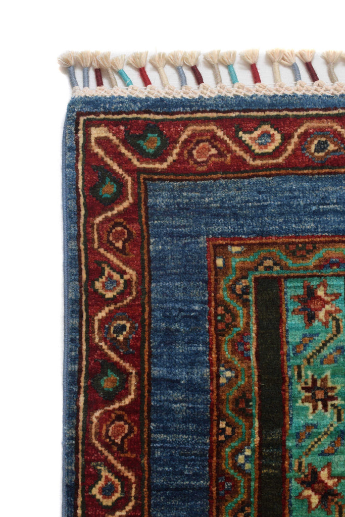 2.9 x 7.4 Kazak Runner Handmade Silky Fine Wool MULTI-COLOR #P1130