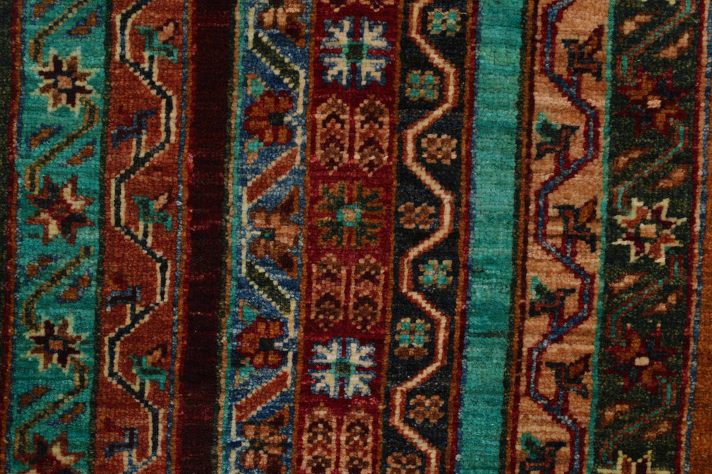 2.9 x 7.4 Kazak Runner Handmade Silky Fine Wool MULTI-COLOR #P1130