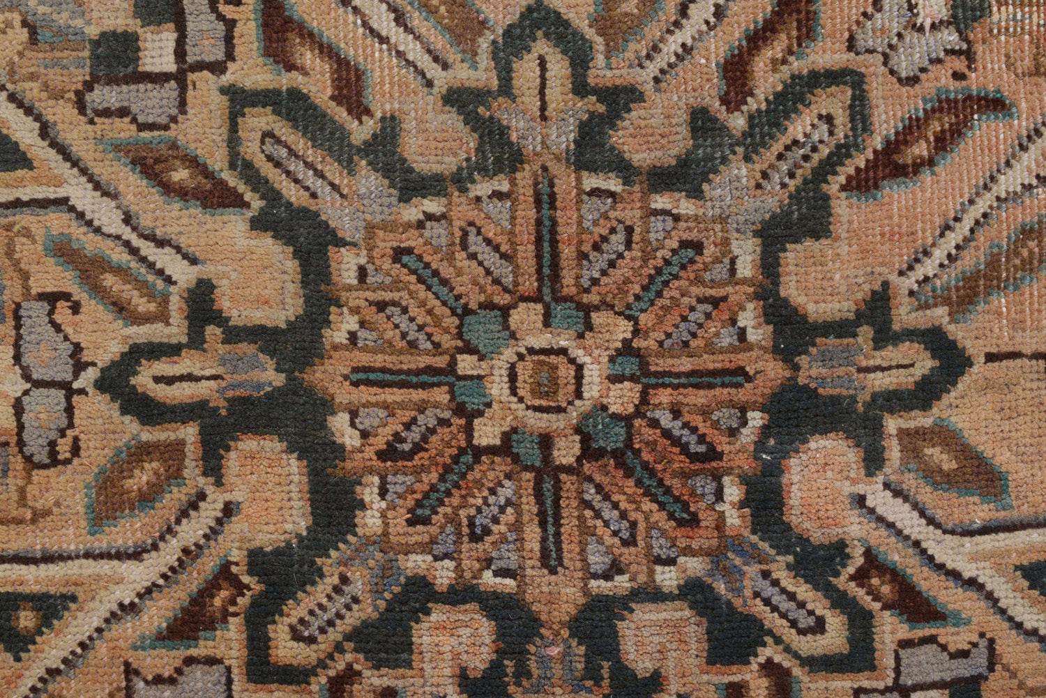 7.5 x 10.3 Vintage Persian Heriz Handmade Rug Faded Rust Low Pile # ...